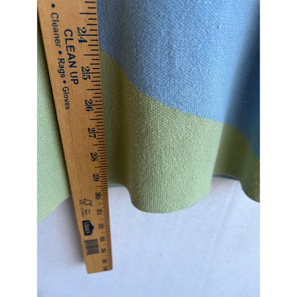 VRG GRL Blue Green Wavy Colorblock Knit Sleeveless Mini Dress Womens 8 retro mod - Picture 5 of 8